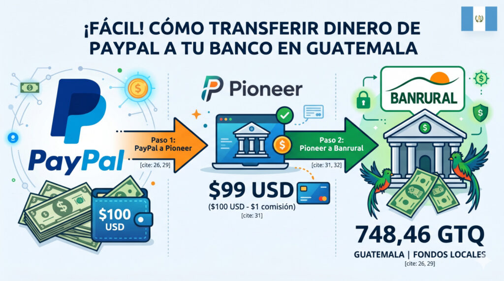 Retirar saldo de PayPal a Banco local de Guatemala