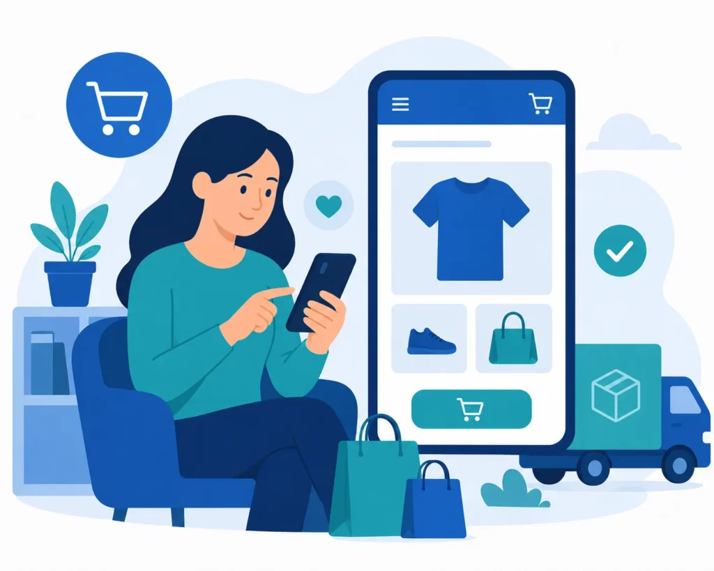 Persona comprando en línea desde su celular en Guatemala